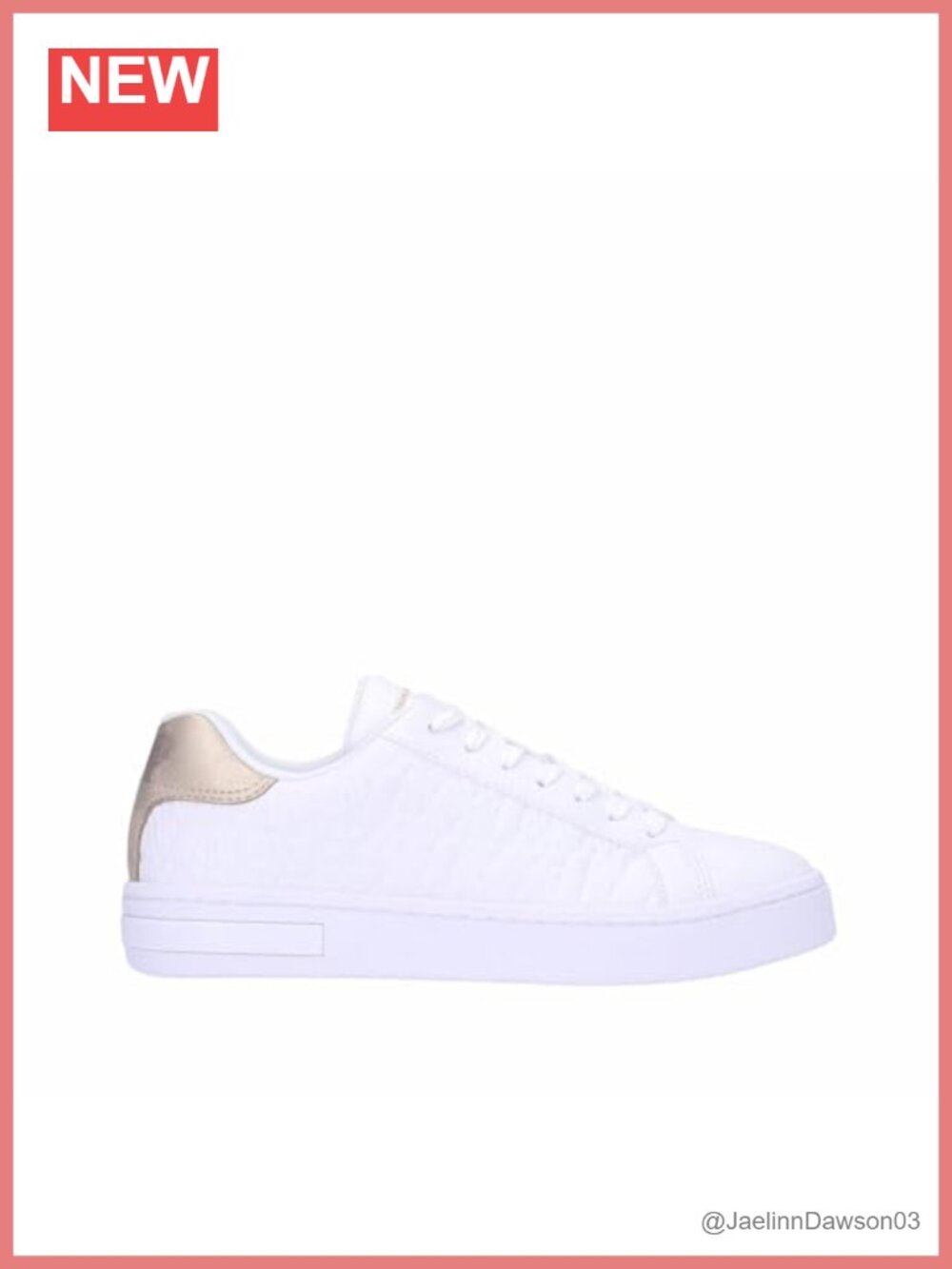 Armani Exchange Women's Lace-up Sneakers Metallic Detail Embossed Logo Casual